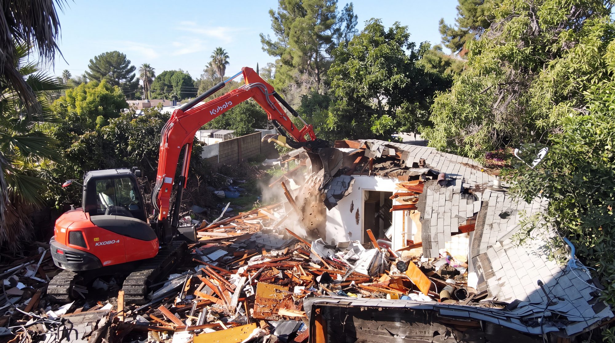 SoCal Demo Pros crew and machinery on a Southern California demolition site